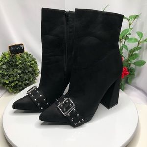 Black Suede Buckle Boots